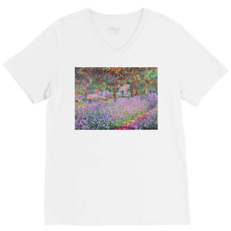 The Artists Garden At Giverny 1900 Claude Monet Poster Aesthetic V-Neck Tee by tamrahzeller4 | Artistshot