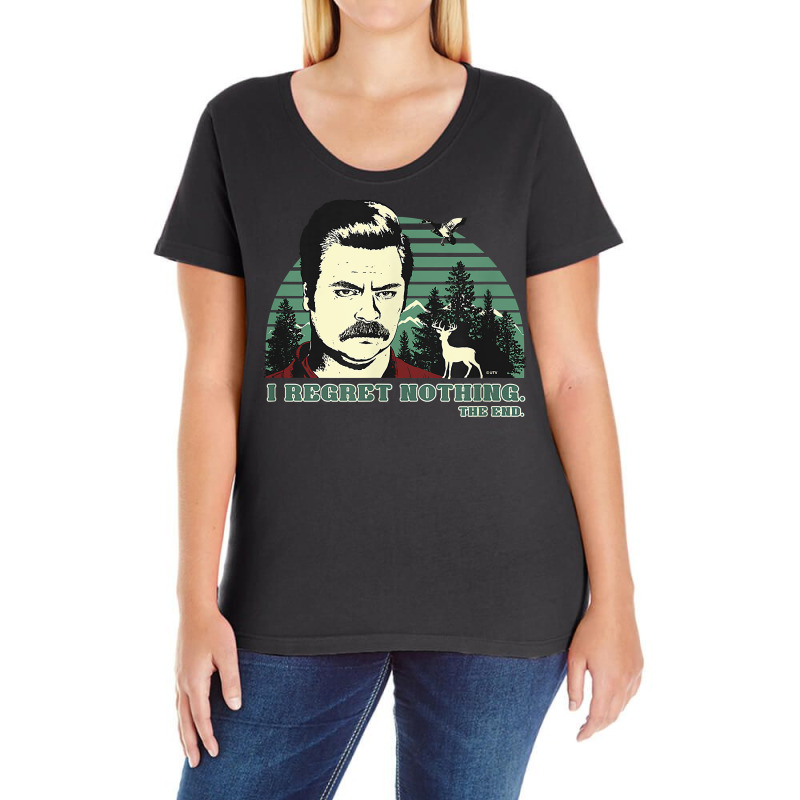 Parks And Recreation Ron Swanson I Regret Nothing T Shirt Ladies Curvy T-Shirt by dennh | Artistshot