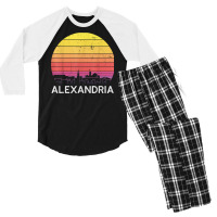 Retro Virginia Alexandria Skyline Vintage Urban Buildings T Shirt Men's 3/4 Sleeve Pajama Set | Artistshot