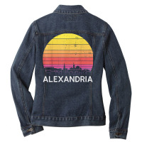 Retro Virginia Alexandria Skyline Vintage Urban Buildings T Shirt Ladies Denim Jacket | Artistshot