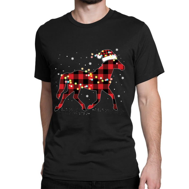 Trending Horse Christmas Red Plaid Buffalo Pajama Horse Riding Classic T-shirt by Estrada Link | Artistshot