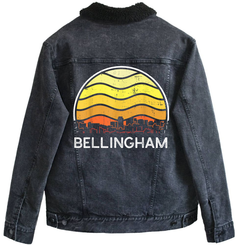 Retro Washington Bellingham Visitors Skyline Vintage Urban T Shirt Unisex Sherpa-lined Denim Jacket | Artistshot