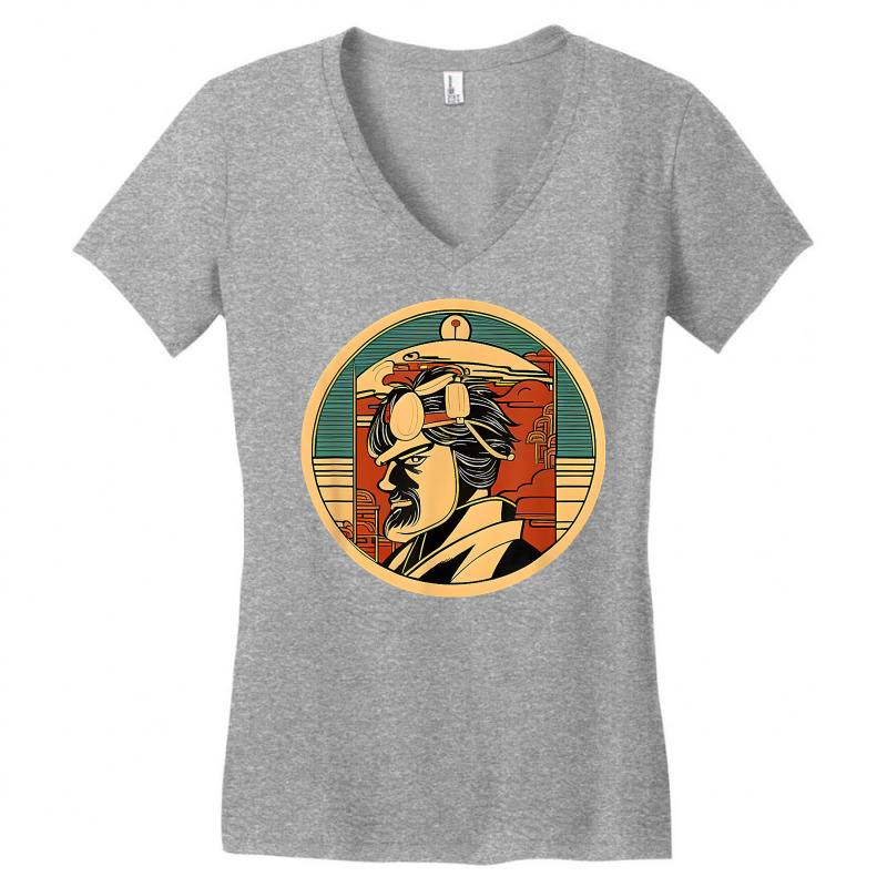 Retro Japanese Samurai Warrior Grunge Vintage Gift T Shirt Women's V-Neck T-Shirt by cordellwerw56r | Artistshot