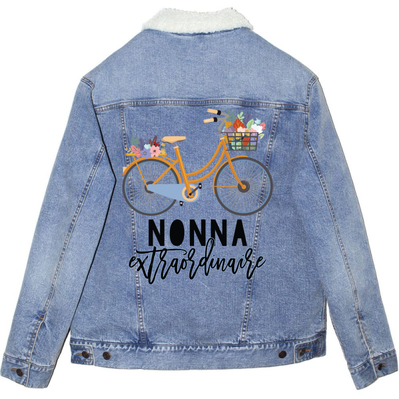 Nonna Extraordinaire Gift For Grandmother Unisex Sherpa-Lined Denim Jacket by CueTrendyFinds | Artistshot