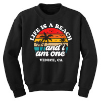 Womens Life Is A Beach And I Am One Retro Venice Vacation V Neck T Shi Youth Sweatshirt | Artistshot