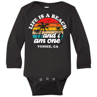 Womens Life Is A Beach And I Am One Retro Venice Vacation V Neck T Shi Long Sleeve Baby Bodysuit | Artistshot