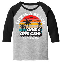 Womens Life Is A Beach And I Am One Retro Venice Vacation V Neck T Shi Youth 3/4 Sleeve | Artistshot