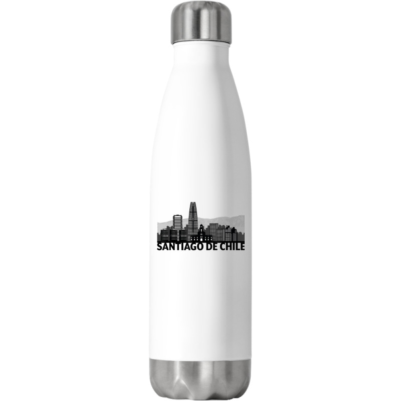 Santiago De Chile City Skyline Silhouette Outline Sketch T Shirt Stainless Steel Water Bottle | Artistshot