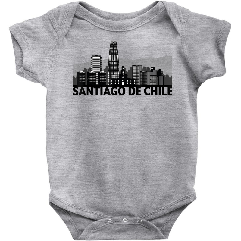 Santiago De Chile City Skyline Silhouette Outline Sketch T Shirt Baby Bodysuit | Artistshot