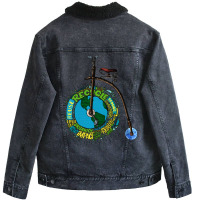 Planet Bike Planet Bicycle Artistic Aesthetic Penny Farthing Save The Unisex Sherpa-lined Denim Jacket | Artistshot