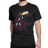 Limited Edition Horse Head Art With Flowers For Animal Lovers Horses Classic T-shirt | Artistshot