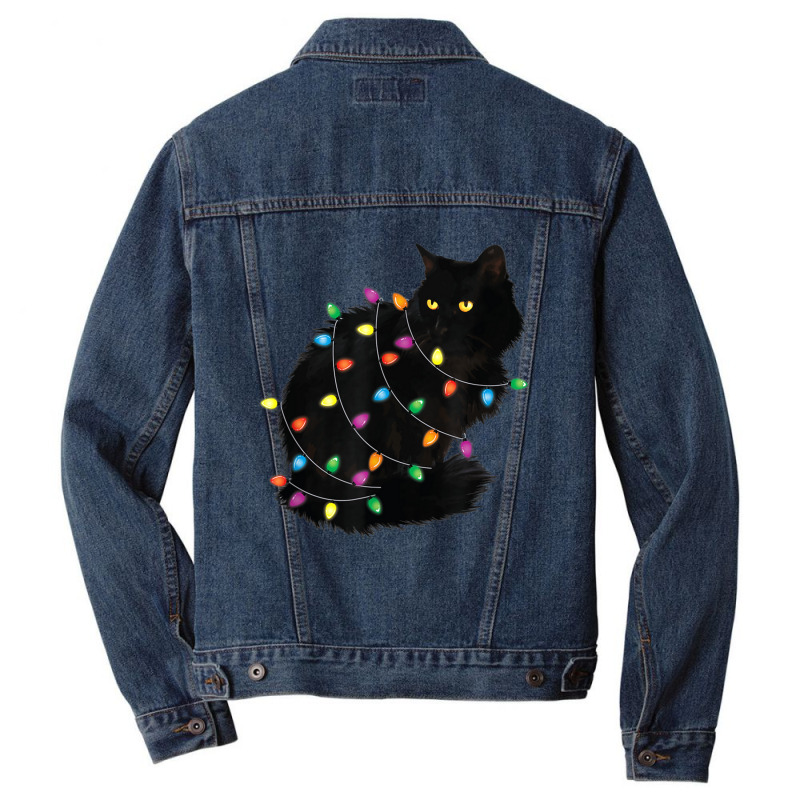 Black Cat Christmas Cat Mom Cat Dad Funny Xmas Cat Men Denim Jacket | Artistshot