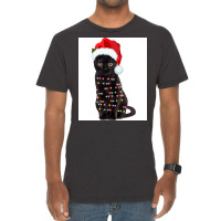 Black Cat Christmas Lights Cat Lover Christmas Vintage T-shirt | Artistshot