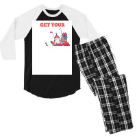 Black Cat Kitty Christmas Carol Singing Cats Guitar Kitten Cat Men's 3/4 Sleeve Pajama Set | Artistshot