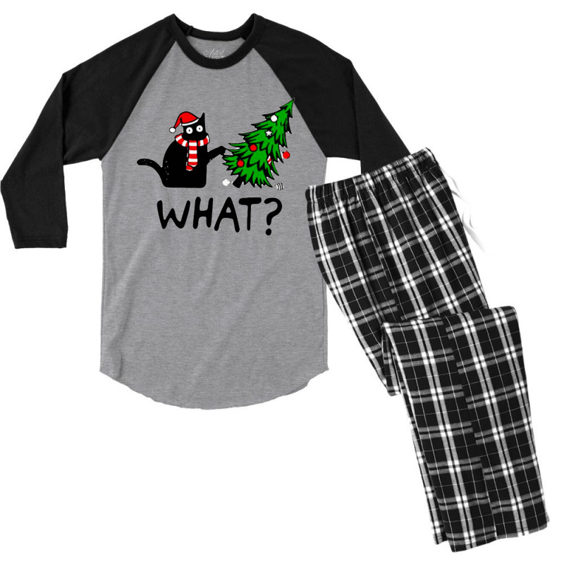 Black Cat What Christmas Men's 3/4 Sleeve Pajama Set | Artistshot