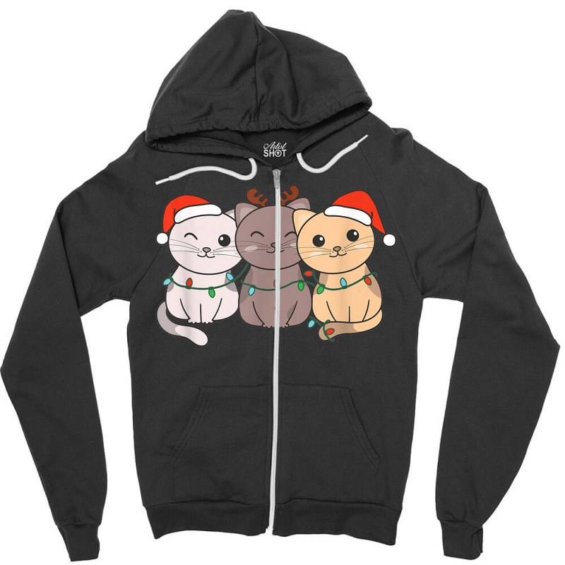 Cat Christmas Animals Cute Cats Zipper Hoodie | Artistshot