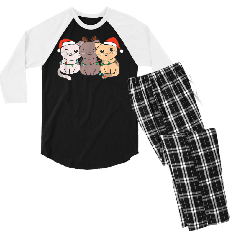 Cat Christmas Animals Cute Cats Men's 3/4 Sleeve Pajama Set | Artistshot