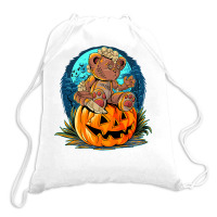 Killer Teddy Bear Lazy Halloween Pumpkin Scary Monster Drawstring Bags | Artistshot