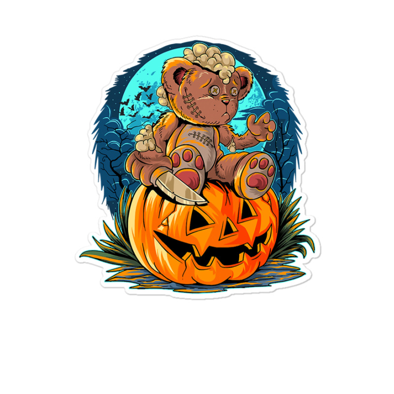 Killer Teddy Bear Lazy Halloween Pumpkin Scary Monster Sticker | Artistshot