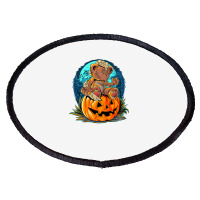 Killer Teddy Bear Lazy Halloween Pumpkin Scary Monster Oval Patch | Artistshot