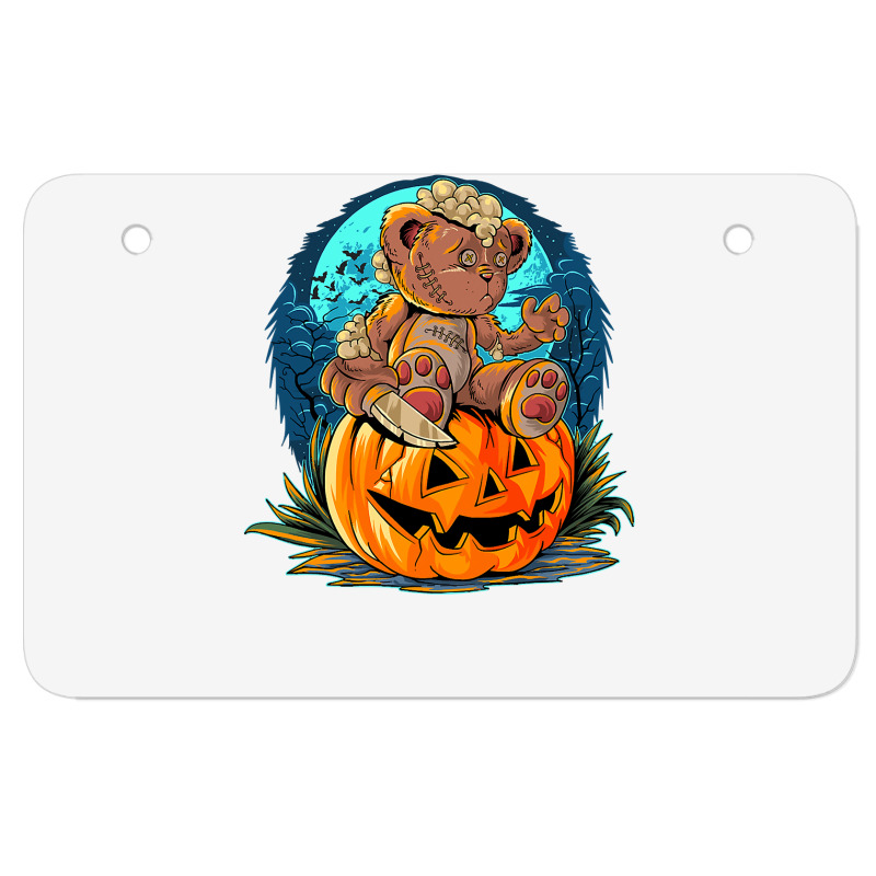 Killer Teddy Bear Lazy Halloween Pumpkin Scary Monster Atv License Plate | Artistshot