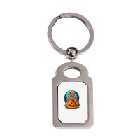 Killer Teddy Bear Lazy Halloween Pumpkin Scary Monster Silver Rectangle Keychain | Artistshot