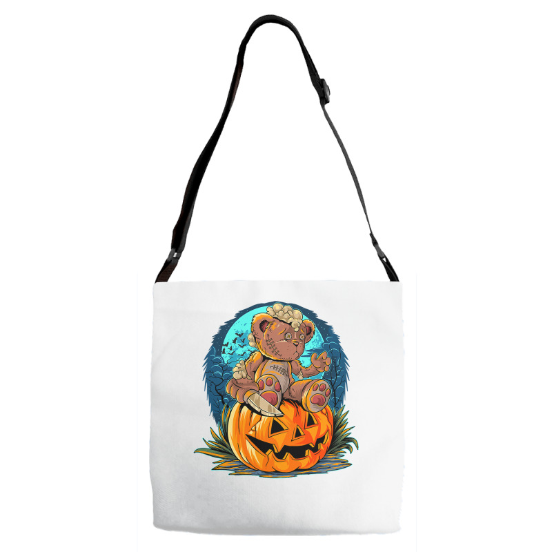 Killer Teddy Bear Lazy Halloween Pumpkin Scary Monster Adjustable Strap Totes | Artistshot