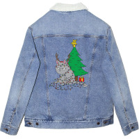 Cat Christmas Lights And Christmas Tree Unisex Sherpa-lined Denim Jacket | Artistshot