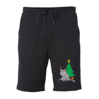 Cat Christmas Lights And Christmas Tree Fleece Short | Artistshot