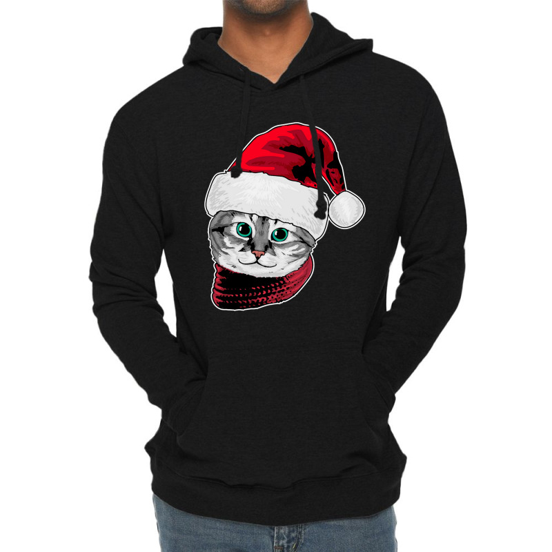 Cat Christmas Santa Claus Holiday Season Christmas Cat Lightweight Hoodie | Artistshot