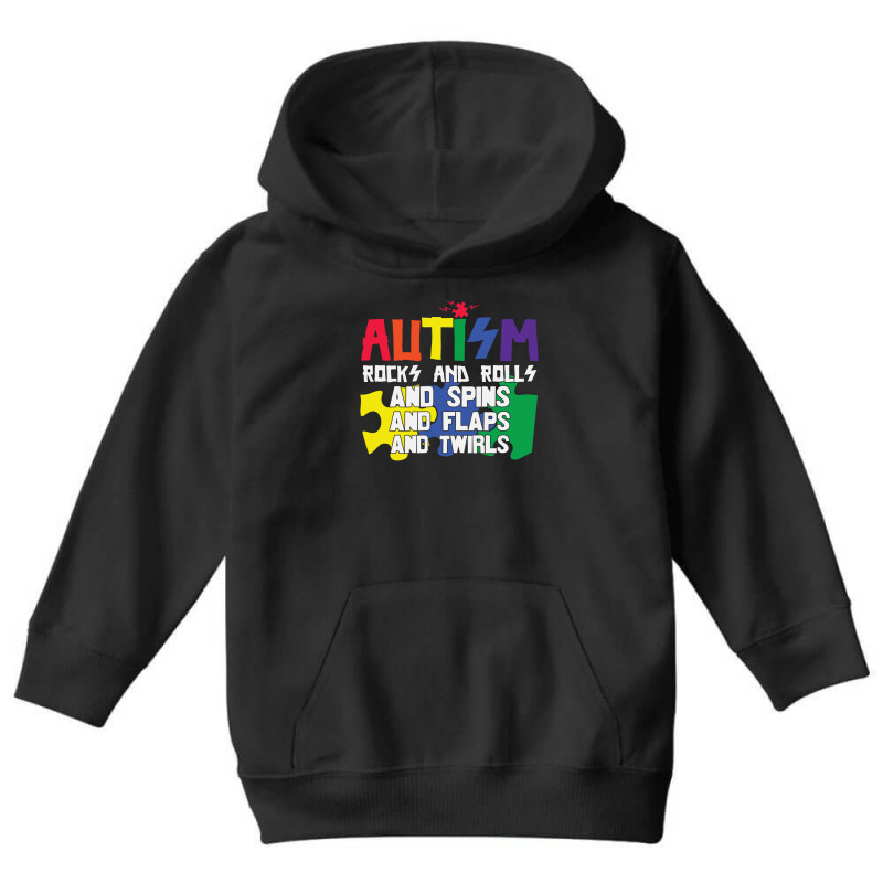 Autism Rocks N Rolls Spins Flaps Twirls Youth Hoodie | Artistshot