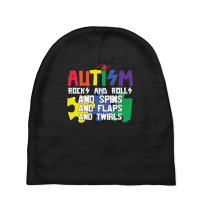 Autism Rocks N Rolls Spins Flaps Twirls Baby Beanies | Artistshot