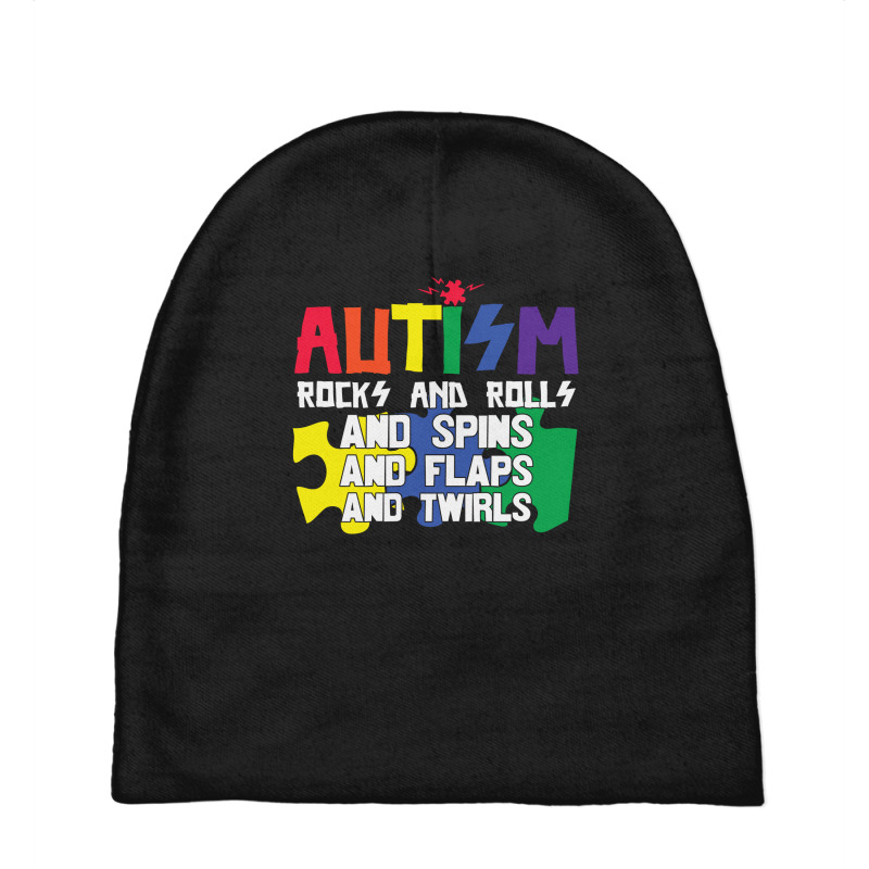 Autism Rocks N Rolls Spins Flaps Twirls Baby Beanies | Artistshot