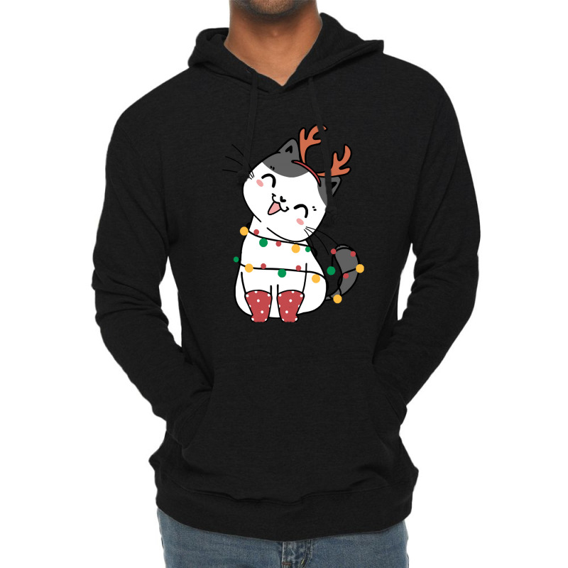 Christmas Cat Merry Christmas Cat Lightweight Hoodie | Artistshot