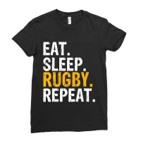 Eat Sleep Rugby Repeat Gift Ladies Fitted T-shirt | Artistshot