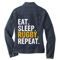 Eat Sleep Rugby Repeat Gift Ladies Denim Jacket | Artistshot