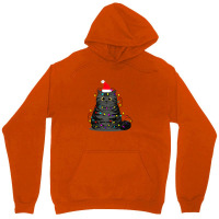 Funny Christmas Cat With Fairy Lights And A Christmas Hat Unisex Hoodie | Artistshot