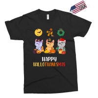 Kitten Cat Halloween Christmas Cats Happy Hallothanksmas Cat Swea Exclusive T-shirt | Artistshot