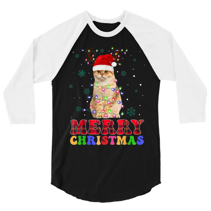 Merry Christmas Cat Gift Men Women Kids Funny Cat Christmas 3/4 Sleeve Shirt | Artistshot