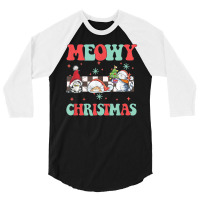 Merry Christmas Cute Cats Funny Ugly Christmas Cat Lover 3/4 Sleeve Shirt | Artistshot