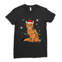 Somali Cat Christmas Lights Christmas Cat Santa Hat Ladies Fitted T-shirt | Artistshot