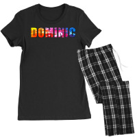 Dominic Name Art Rainbow Colorful Women's Pajamas Set | Artistshot