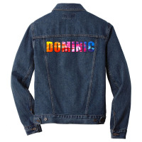 Dominic Name Art Rainbow Colorful Men Denim Jacket | Artistshot