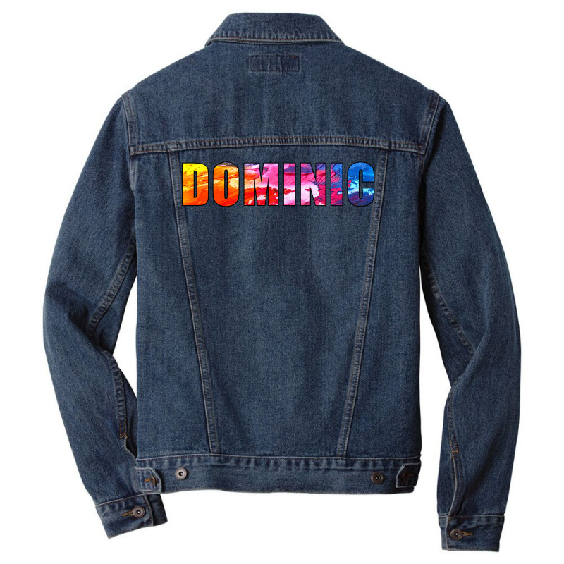 Dominic Name Art Rainbow Colorful Men Denim Jacket by Ulya Abdulloh | Artistshot