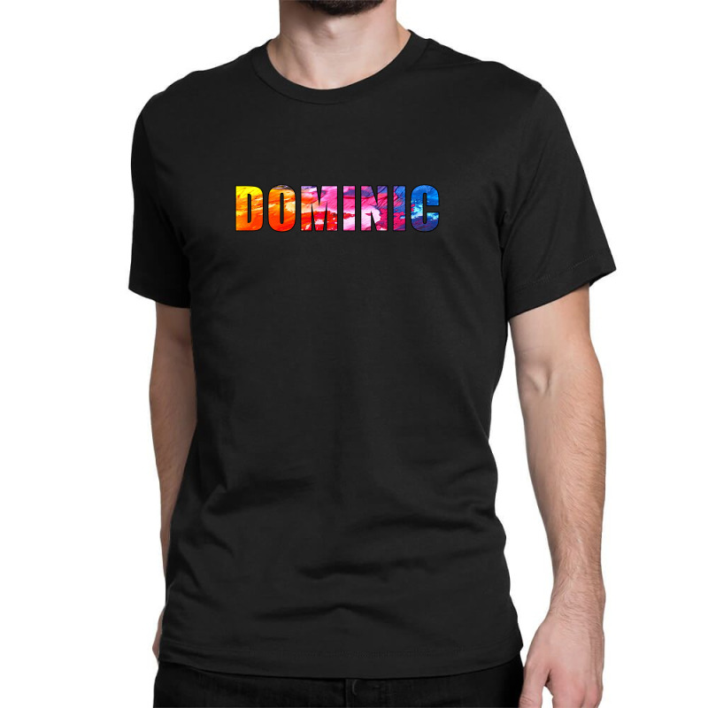 Dominic Name Art Rainbow Colorful Classic T-shirt by Ulya Abdulloh | Artistshot