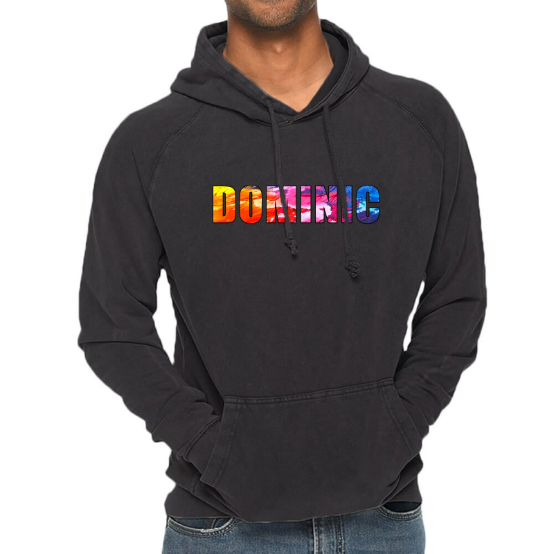 Dominic Name Art Rainbow Colorful Vintage Hoodie by Ulya Abdulloh | Artistshot