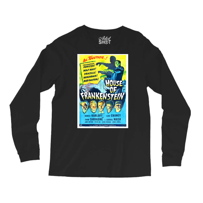 House Of Frankenstein  Vintage Universal Horror Film Poster Classic  T Long Sleeve Shirts by anwtizahlest | Artistshot