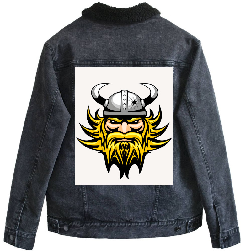 Cool Helmet Viking Beard  80s Aesthetic Unisex Sherpa-lined Denim Jacket | Artistshot