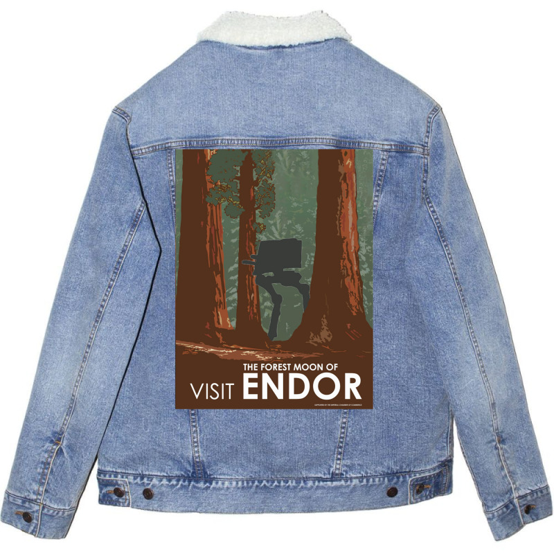 Visit Endor Unisex Sherpa-Lined Denim Jacket by enaitzriskusq | Artistshot