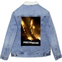 Prison Break Faces Poster Red Unisex Sherpa-lined Denim Jacket | Artistshot